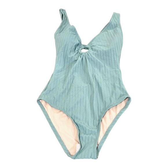 Kona Sol Women's Light Blue Striped One-Piece Swimsuit Size S - Picture 10 of 14